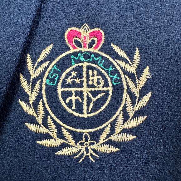 Herman Geist Vintage Academia Preppy Embroidered Crest Wool Blazer Women's SZ 10 - Picture 5 of 7
